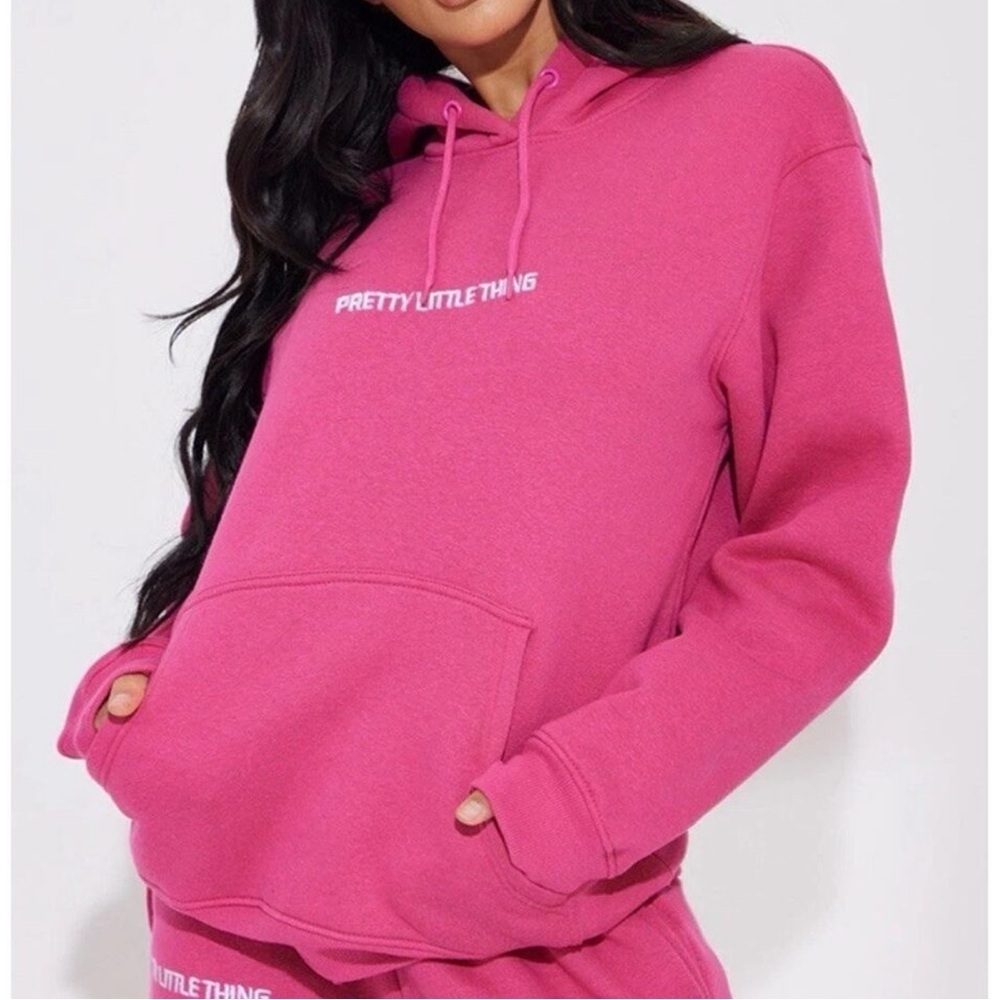 PrettyLittleThing Hot Pink Logo Pullover Hoodie Women’s Small
